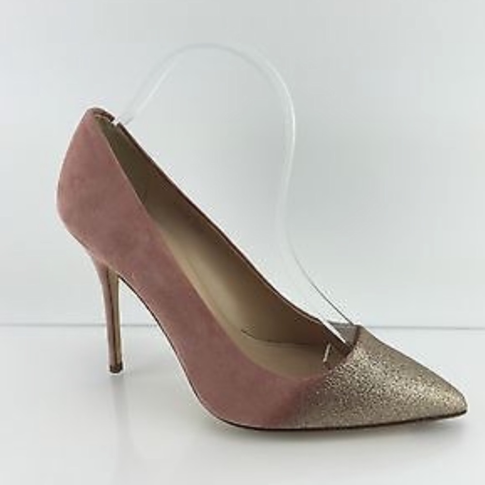 J. Crew Collection Roxie Glitter Women's Pale Pink Suede Heel Size 9 NWOT